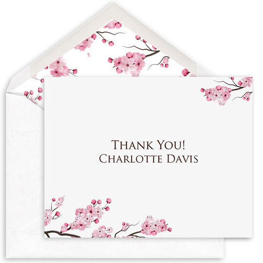 Cherry Blossoms Thank You Foldover Note Cards